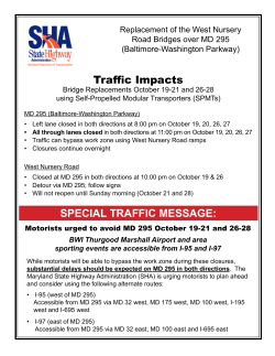 Traffic Impacts SPECIAL TRAFFIC MESSAGE