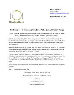 Think Local Foods Announces New Small Plates