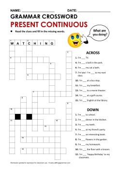 Present Continuous Crossword