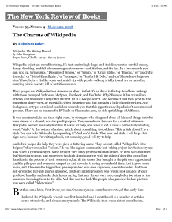 The Charms of Wikipedia - The New York Review of Books