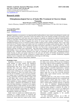 Research Article Ethnophamacological Survey of Snake Bite