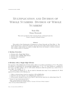 Multiplication and Division of Whole Numbers: Division of Whole