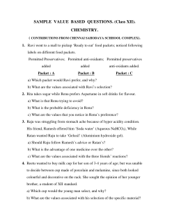 SAMPLE VALUE BASED QUESTIONS. (Class XII). CHEMISTRY.