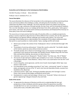 Syllabus - Dr. Schotland - Honors Humanities