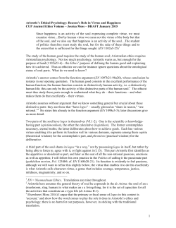 1 Aristotle`s Ethical Psychology: Reason`s Role in Virtue and