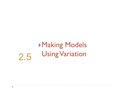 Making Models Using Variation