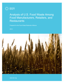 2014 Analysis of U.S. Food Waste Among Food Manufacturers