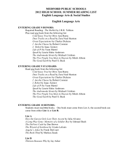 MEDFORD PUBLIC SCHOOLS 2012 HIGH SCHOOL SUMMER