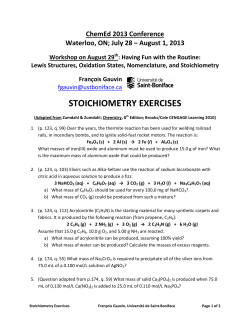 STOICHIOMETRY EXERCISES