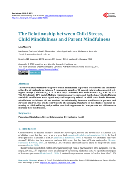 The Relationship between Child Stress, Child Mindfulness and