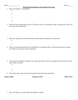 Historical Development of the model of the atom. 1. What were