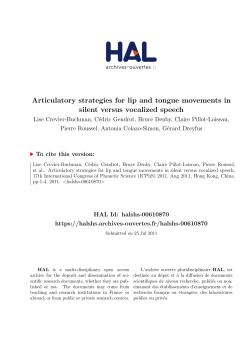 Articulatory strategies for lip and tongue movements in - Hal-SHS