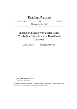 Engaging Children with Useful Words: Vocabulary Instruction in a
