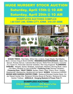 HUGE NURSERY STOCK AUCTION Saturday, April 15th @ 10 AM