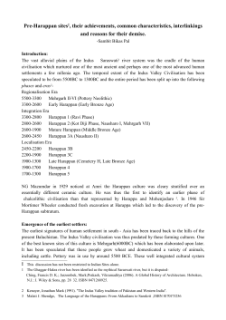 Pre-Harappan sites⁑, their achievements, common