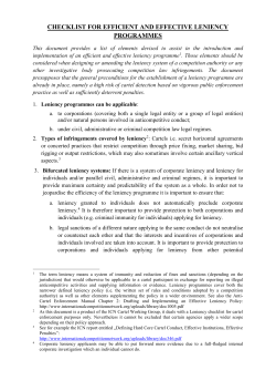 checklist for efficient and effective leniency programmes