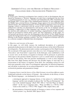 Jespersen`s Cycle and the History of German Negation