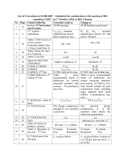 List of Corrections in IS 800:2007 – Submitted for consideration at
