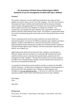 Standards of care for management of adults with type 1 diabetes