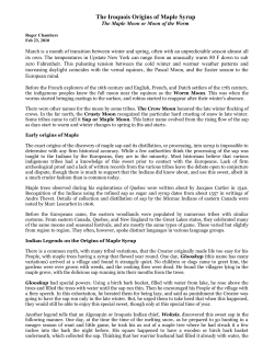 The Iroquois Origins of Maple Syrup