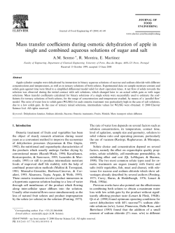 Mass transfer coeБcients during osmotic dehydration of apple in
