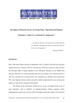 The Impact of Domestic Factors on Foreign Policy: Nigerian/Israeli