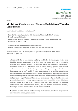 Alcohol and Cardiovascular Disease&mdash;Modulation of Vascular Cell