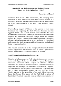 Suez Crisis and the Emergence of a National Leader, Nasser and