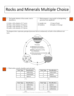 Rocks and Minerals Multiple Choice