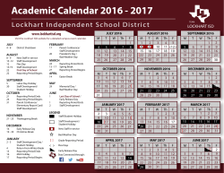 2016-2017 School Calendar - Lockhart Independent School District
