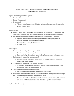 Lesson Topic: Volume of Rectangular Prisms Grade
