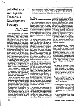 Self-Reliance and Ujamaa: Tanzania`s