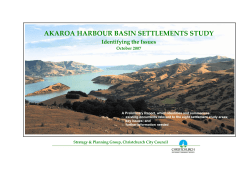 AKAROA HARBOUR BASIN SETTLEMENTS STUDY