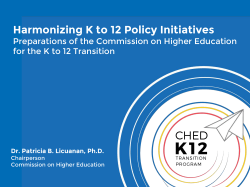 Harmonizing K to 12 Policy Initiatives