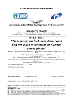 Final report on technical data, costs and life cycle