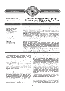 Occurrence of Amoebic Versus Bacillary Dysentery among