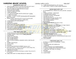 the Harding Grade School Class Supply Lists