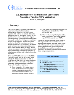 US Ratification of the Stockholm Convention