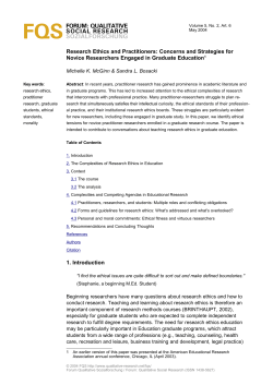 FORUM: QUALITATIVE SOCIAL RESEARCH SOZIALFORSCHUNG