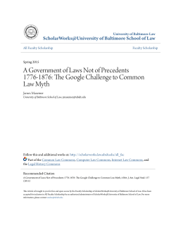 A Government of Laws Not of Precedents 1776