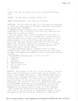 The Use of "Substitution" As A Creative Thinking Tool