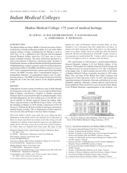 Indian Medical Colleges - The National Medical Journal of India, On