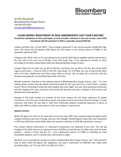 clean energy investment in 2016 undershoots last year`s record