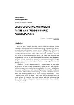 cloud computing and mobility as the main trends in unified