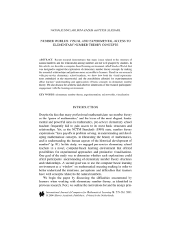 NUMBER WORLDS: VISUAL AND EXPERIMENTAL