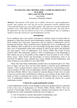 FULFILLING THE CRITERIA FOR A GOOD MATHEMATICS TEACHER