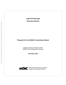 Legal Drinking Age, Summary Review. November 2005.