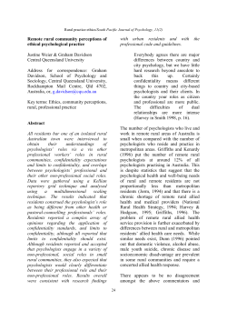 Remote rural community perceptions of ethical psychological practice
