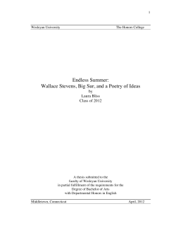 Endless Summer: Wallace Stevens, Big Sur, and a Poetry of Ideas