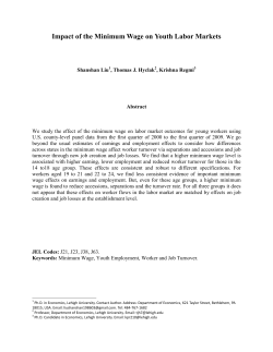 Impact of the Minimum Wage on Youth Labor Markets
